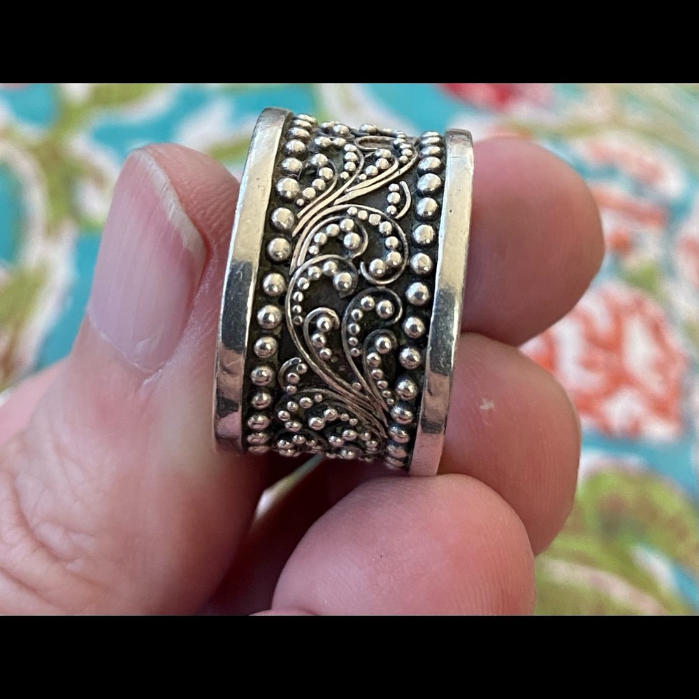 Solid sterling silver wide band